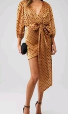 4si3nna Mini Polka Cocktail Dress  3/4 Puff Sleeves Size Large Black And...