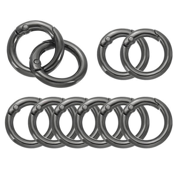 FüR 10 StüCk 25Mm Feder-O-Ringe Clip Schnappverschluss SchlüSselringe Schwarz-image