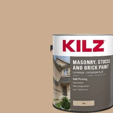 Self-Priming Masonry, Stucco and Brick Paint Interior/Exterior Flat Tan 1 Gallon