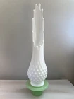 MCM FENTON Swung Vase Vintage White Milk Glass - Hobnail, 14.5”x3”, Footed