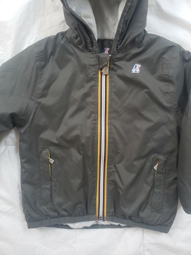 $179 K-WAY Kids Jacket Ripstop Marmot Fur-lined Windbreaker Size 4Y Green Army - Picture 5 of 12