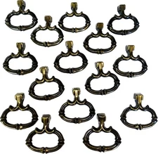 15 Vintage National Lock Company Brass 2 1/8" Fixed Ring Pull Furniture Knob