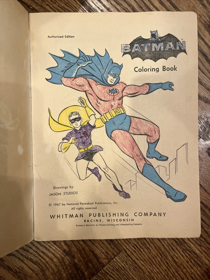 Libro para colorear Whitman 1967 vintage Batman - pocas páginas han sido coloreadas Foto 2 de 4