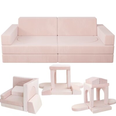10Pcs Modular Kids Couch Washable Covers Indoor Couch Multifunctional Play Set