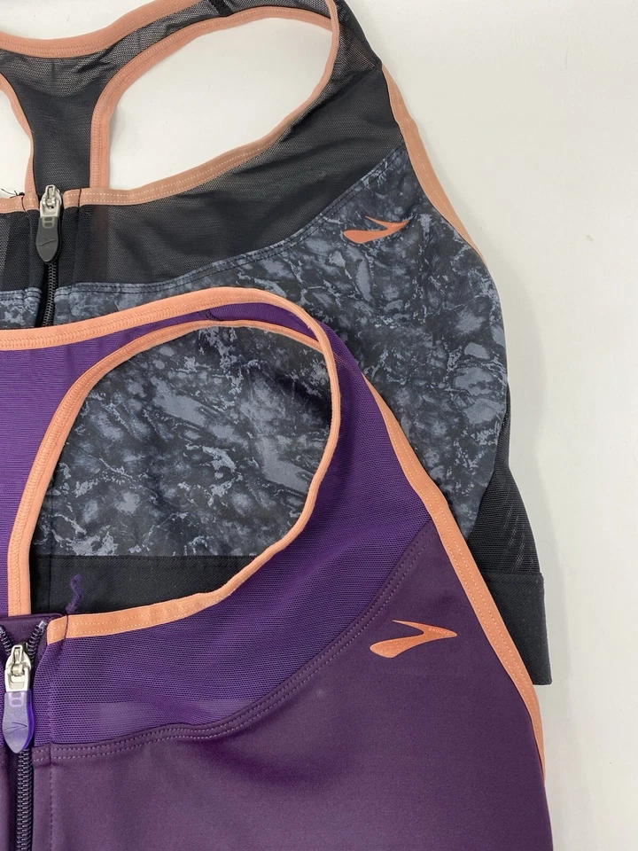 Lote de 2 Sujetadores Deportivos BROOKS Mujer XXL Púrpura Inalámbricos Cremallera Delantera Corredor Trasero Foto 2 de 4