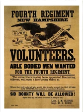 Oversized Postcard Civil War Fourth Regiment Volunteers Able Bodied Men Wanted