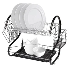 Double S-shaped bowl and plate & chopsticks and spoon black collection rack