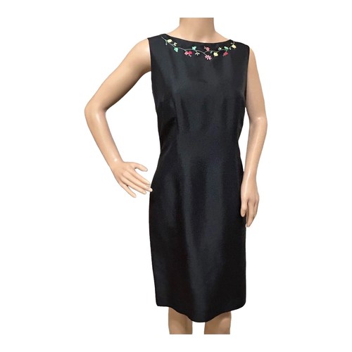 talbots silk dupioni dress MISSES BLACK WOOL SILK DUPIONI SHANTUNG SHEATH DRESS TALBOTS 6 $199