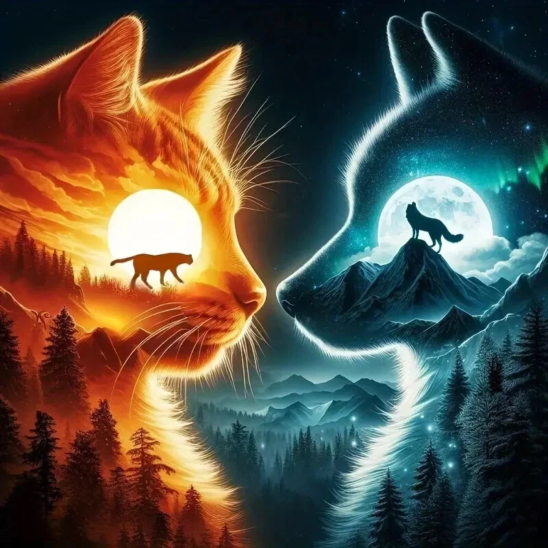 MARKENLOS 5D Diamond Painting Diamant Malerei Katze Hund Wolf Vollbild Stickerei 5D Bild