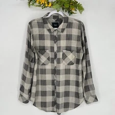 Rails Flannel Button Down Shirt Size Large Plaid Gray on Gray Super Soft