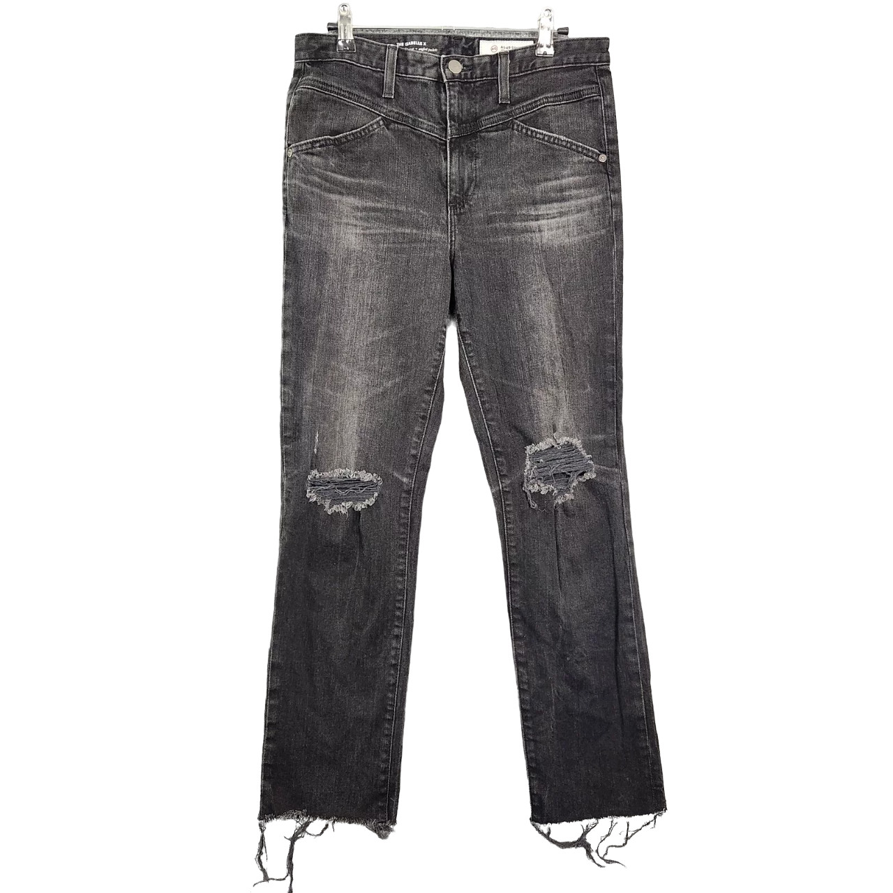 AG ADRIANO GOLDSCHMIED Black Isabelle X High Rise Straight Crop Jeans SIZE 29