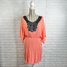 Filly Flair Boho Beaded Embroidered Open Back Dress Multicolored Size Large
