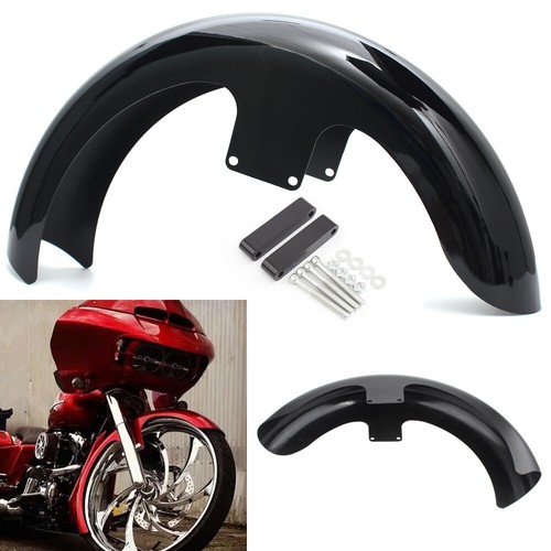 21"Wheel Wrap Front Fender Fit For Harley Touring Road Glibe Bagger Vivid Black - Picture 5 of 14