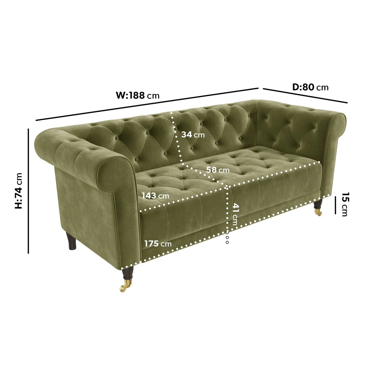 Olive green chesterfield sofa online