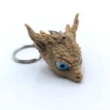 3D Printed Desert Dragon Baby Head Keychain Keyring Sand Beige US Made