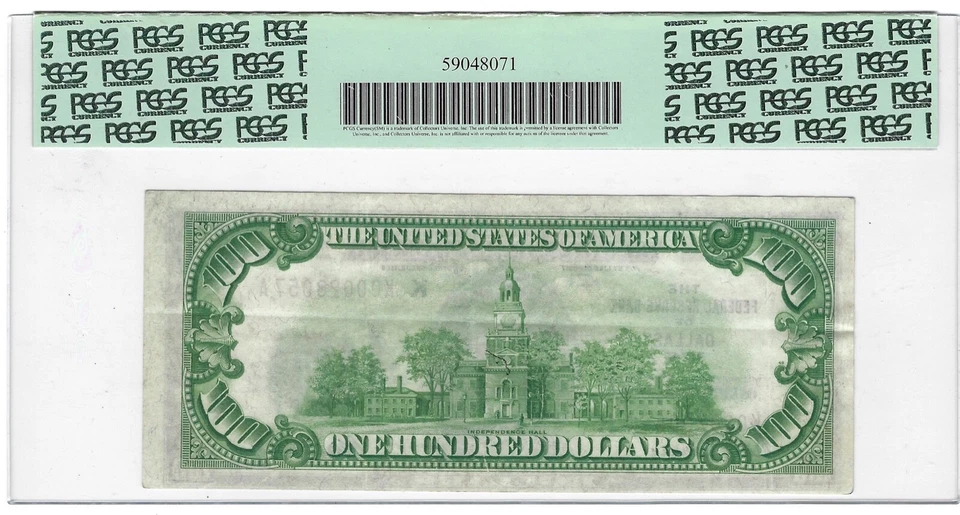 🇺🇸 "KEY" NOTE!!!  1929  $100 FRBN ♚♚DALLAS♚♚ PCGS EX FINE 40 PPQ - Image 3 of 3