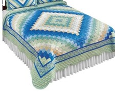 Reversible Classic Diamond Patch Medallion Quilt KING Size Quilt