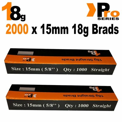 18 g 2000 x 15 mm Bradnägel, (für Nagler, Paslode, Dewalt, s4, ProSeries Silverline)