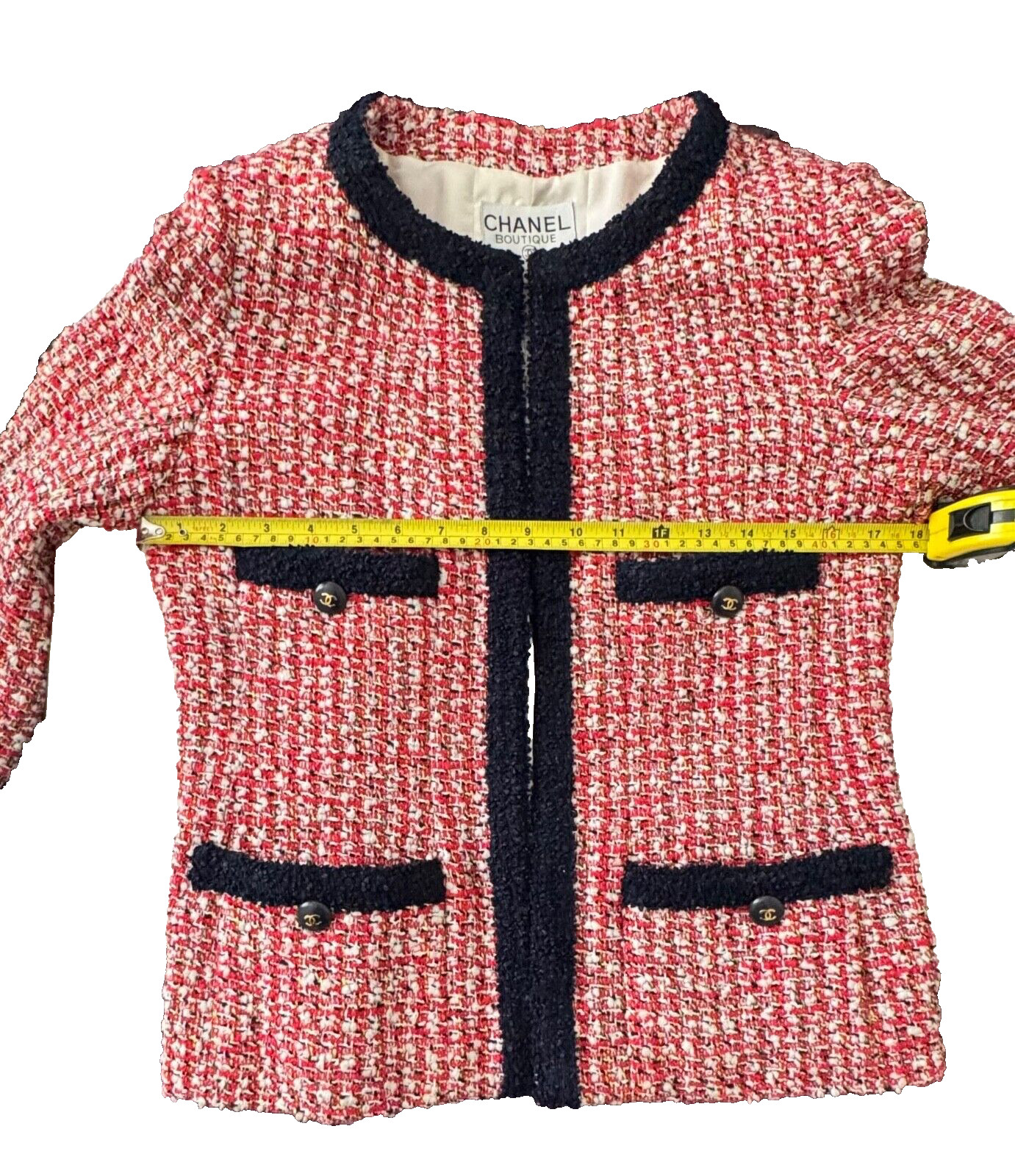 Chanel Jacket 40 Chanel Boutique 1995 Runway Tweed Jacket Red Navy Rare thumbnail 10
