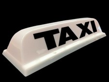 NEW STANDARD HACKNEY HIRE TAXI CAB ROOF SIGN 18" WHITE MAGNETIC Lettercraft LED