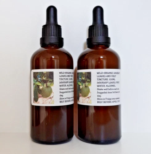 Natural Organic Soursop Leaves & Fruit Tincture Large 100ml Bottle. Exp Nov 2027