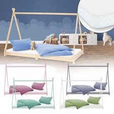 Lettino bambini tenda indiana in legno rete a doghe 200x90cm con/senza materasso
