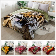 800GSM Printed Rachel Plush Blanket 75''x91" Oversize Queen Bed Blankets 4.5lbs