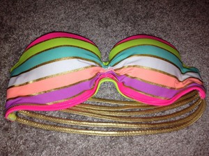 rainbow striped bandeau bikini