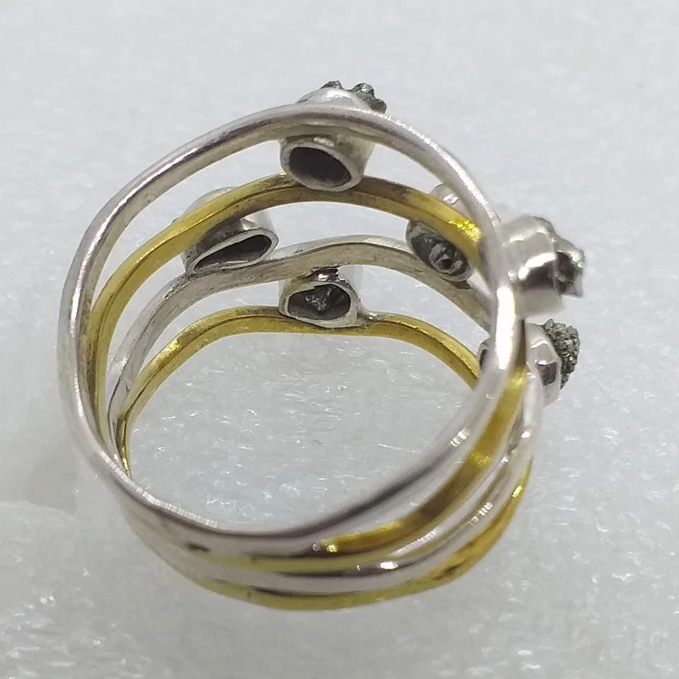 echter NATUR Gold Pyrit Rohseine roh RING 925 Sterling Silber Gr18 gold - Bild 2 von 4