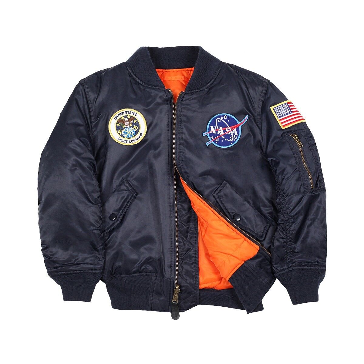 Alpha Industries Kids MA-1 Nasa Flight Jacket Replica Blue Alpha Industries Kids MA-1 Nasa Flight Jacket Replica Blue