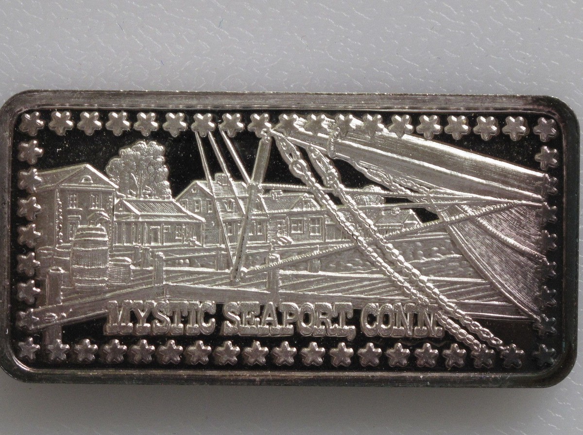 1974 Mystic Seaport CT Silver Art Bar Hamilton Mint Wonders of