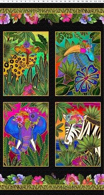 Clothworks Earth Song by Laurel Burch Y4016 3M Black Metallic
