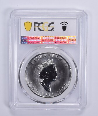 MS69 1990 Canada 5 Dollar Maple Leaf 1 Oz Silver PCGS Blue Label