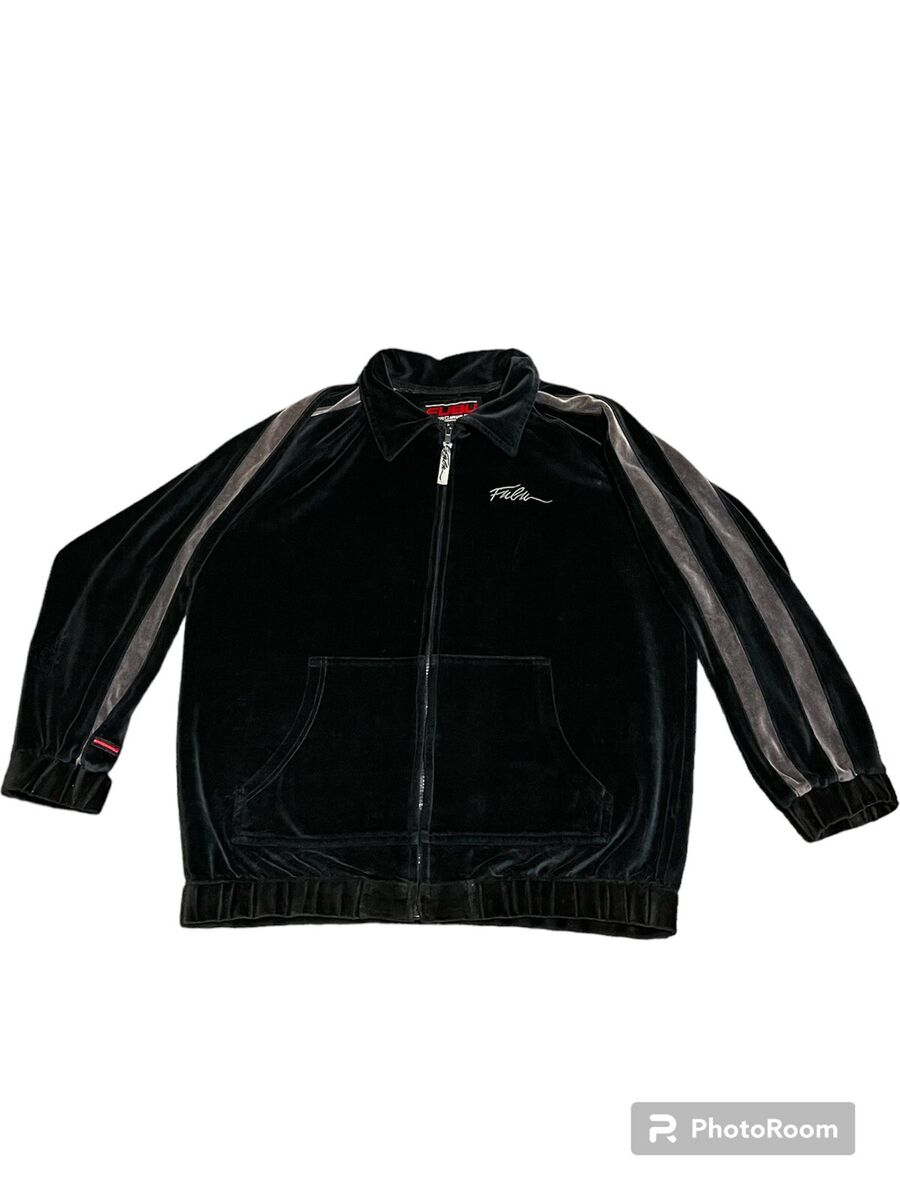 S Vintage FUBU Velour Jacket Track Bomber Y2k L(16/18) Black S Vintage FUBU Velour Jacket Track Bomber Y2k L(16/18) Black