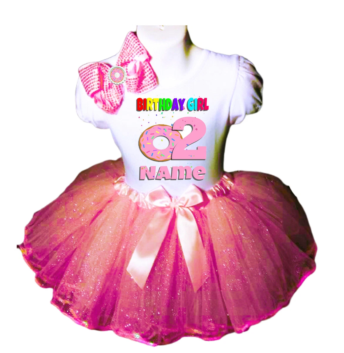 Donut Dress 2nd Birthday Party Outfit Fast shipping Personalized