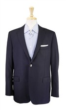 Suitsupply Custom Navy Blue Woven Metal Button 2-Btn Wool Blazer Jacket 42L