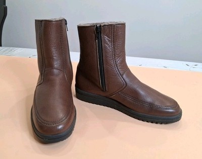   Salamander Winter Boots Leather Side Zipper, Brown M Size 41/8 Shearling/fur