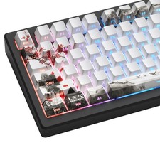 Womier PBT Keycaps Set 130 Keys, Dye Sub Custom White Japanese Key caps
