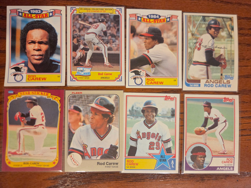 Rod Carew HOF Baseball Card Lot (8 cards)