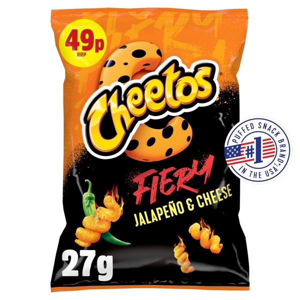 Bolsa de patatas fritas Cheetos Fiery Jalapeño y queso 27 g (paquete de 30)