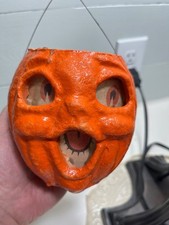 Vintage 1940's Paper Mache Pulp Halloween Jack-O-Lantern Double Sided Choir Boy
