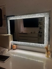 LED Vanity Diamond Modern Rectangular Wall Mirror Glass Frame 101 x 70cm