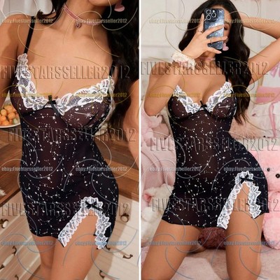 US Women's Sexy-Lingerie Sheer Lace Babydoll Underwear Nightwear Sleepwear  Dress | eBay