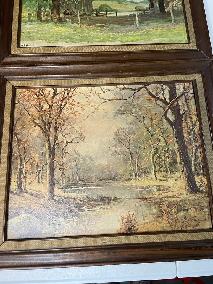 1959 Signed Robert Wood Paintings Home Decor Vintage Framed Seasonal Art - Image 2 of 4