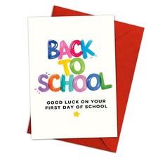 Back to School Card – Good Luck Greeting Card for First Day of School, Kid