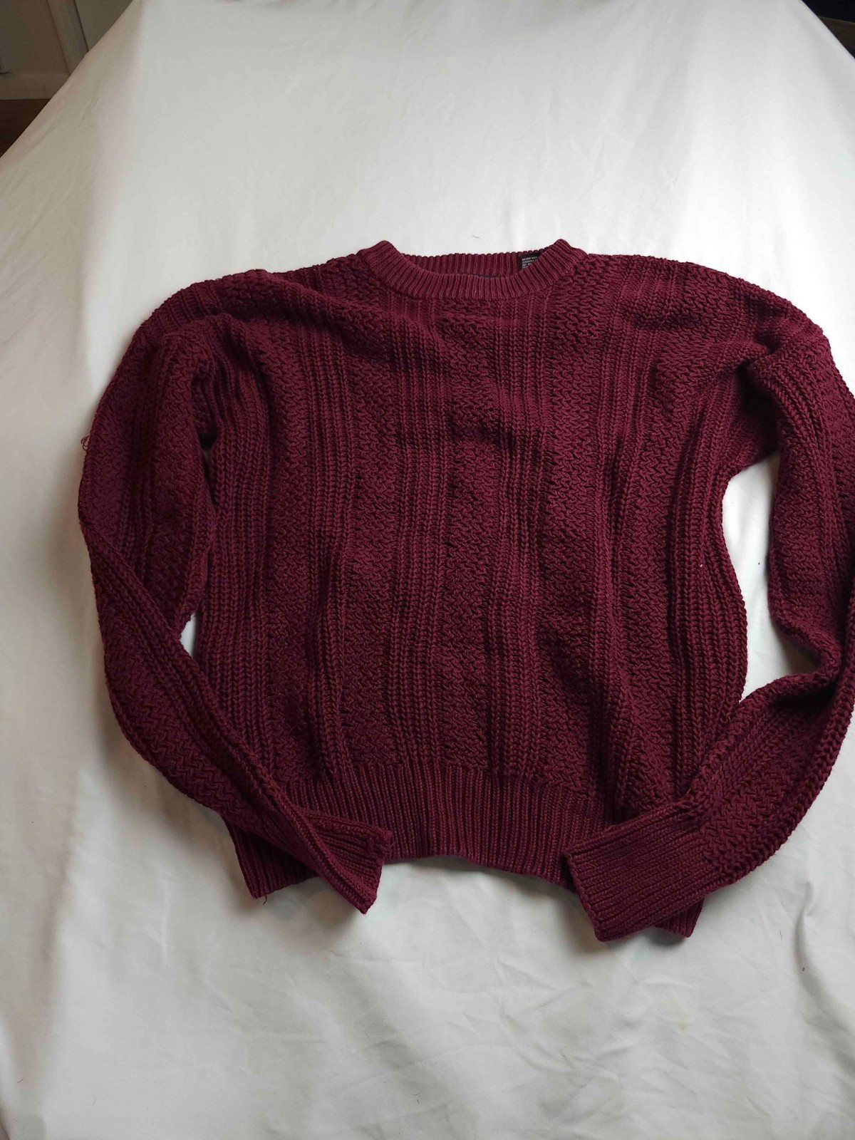 Structure Sweater Mens Size XL Purple Chunky Knit Crew Neck Pullover Long Sleeve