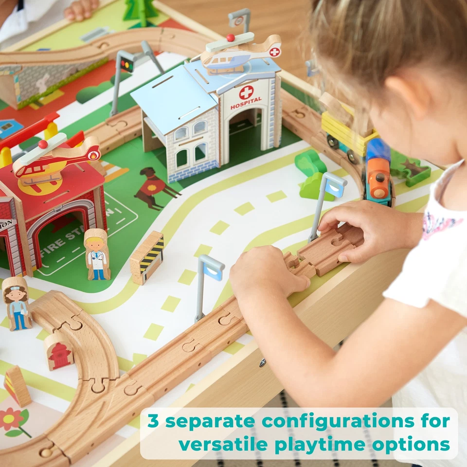Preschool Play Lab Kids 85-pc. Wooden Train Table Play Set - Image 4 of 4