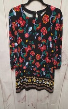 Loft Women's Size S Petite Black & Red Floral Dress