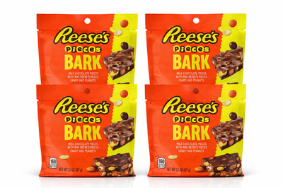 4 Pack Hershey's Reese's Pieces Milk Chocolate Candy with Peanuts Bark 3.1 OZ