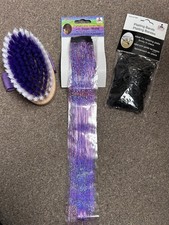 Equerry Horse Grooming Bundle Body Brush Purple White Suga-Mane Tinsel Bands